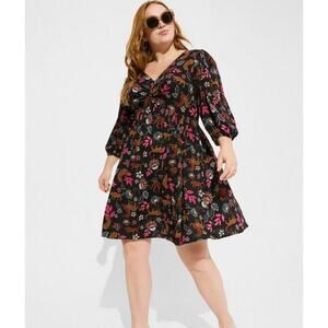 NWT Torrid Mini Rayon Slub Balloon Sleeve Twist Font Dress Size 00 Plus